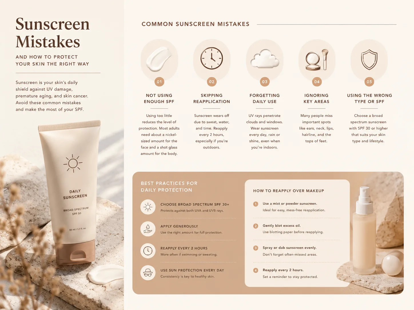 Tube of sunscreen beside a morning skincare routine checklist